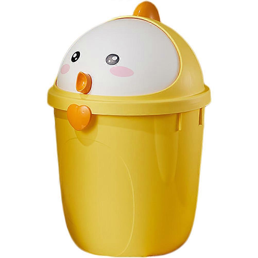 Cute Chick Shaped Small Garbage Can with Lid – Compact Cartoon Style Trash Bucket for Bedroom, Kitchen, or Office Use – Large Capacity Decorative