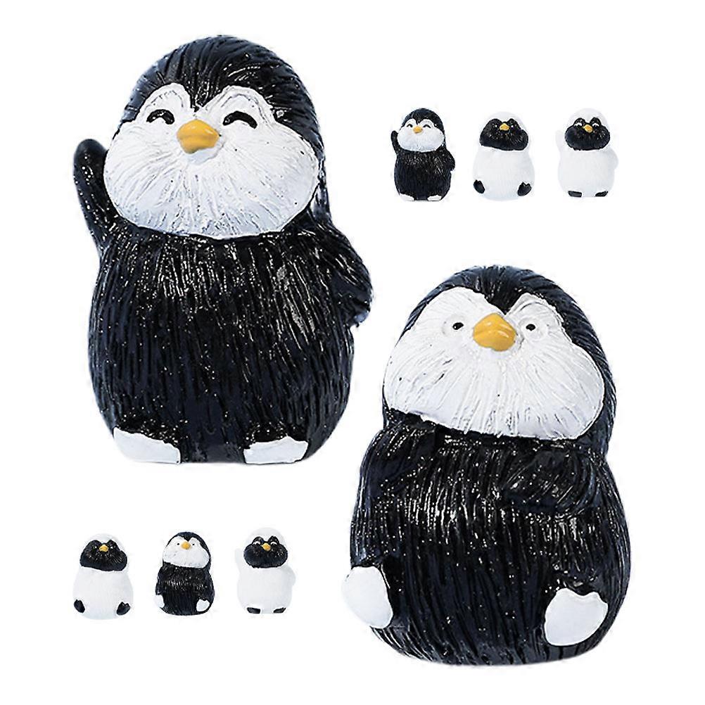 Resin Mini Penguin Statue for Decoration 8Pcs Assorted Color Figurines