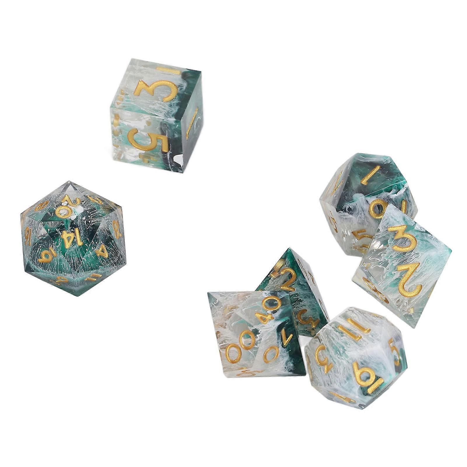 7Pcs Dice Multi Sided Transparent Resin Home Decoration Ornament Game Accessory for Party