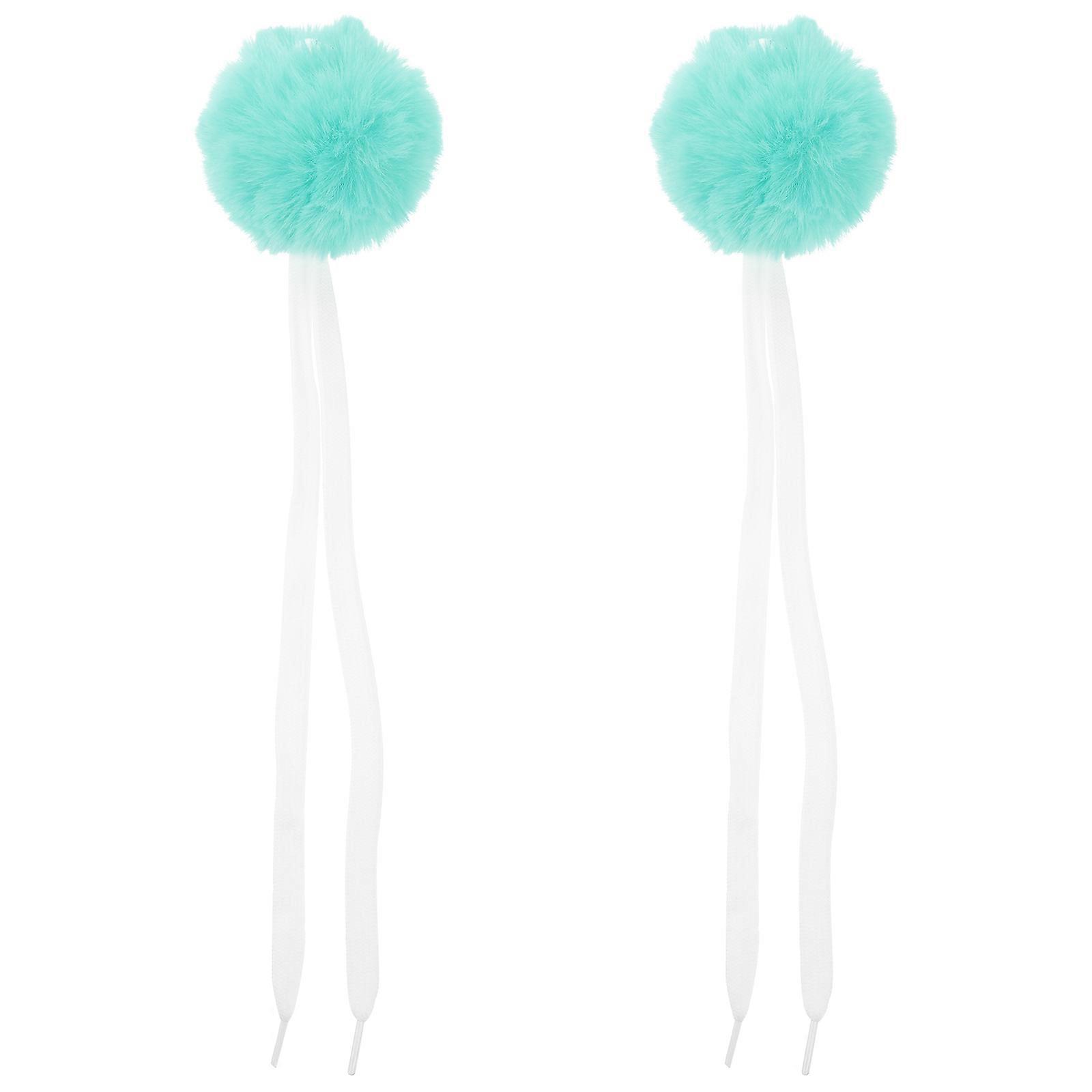 Fluffy Pompom Balls with Bells for Roller Skates – Decorative Skate Lace Accessories in Mint Green