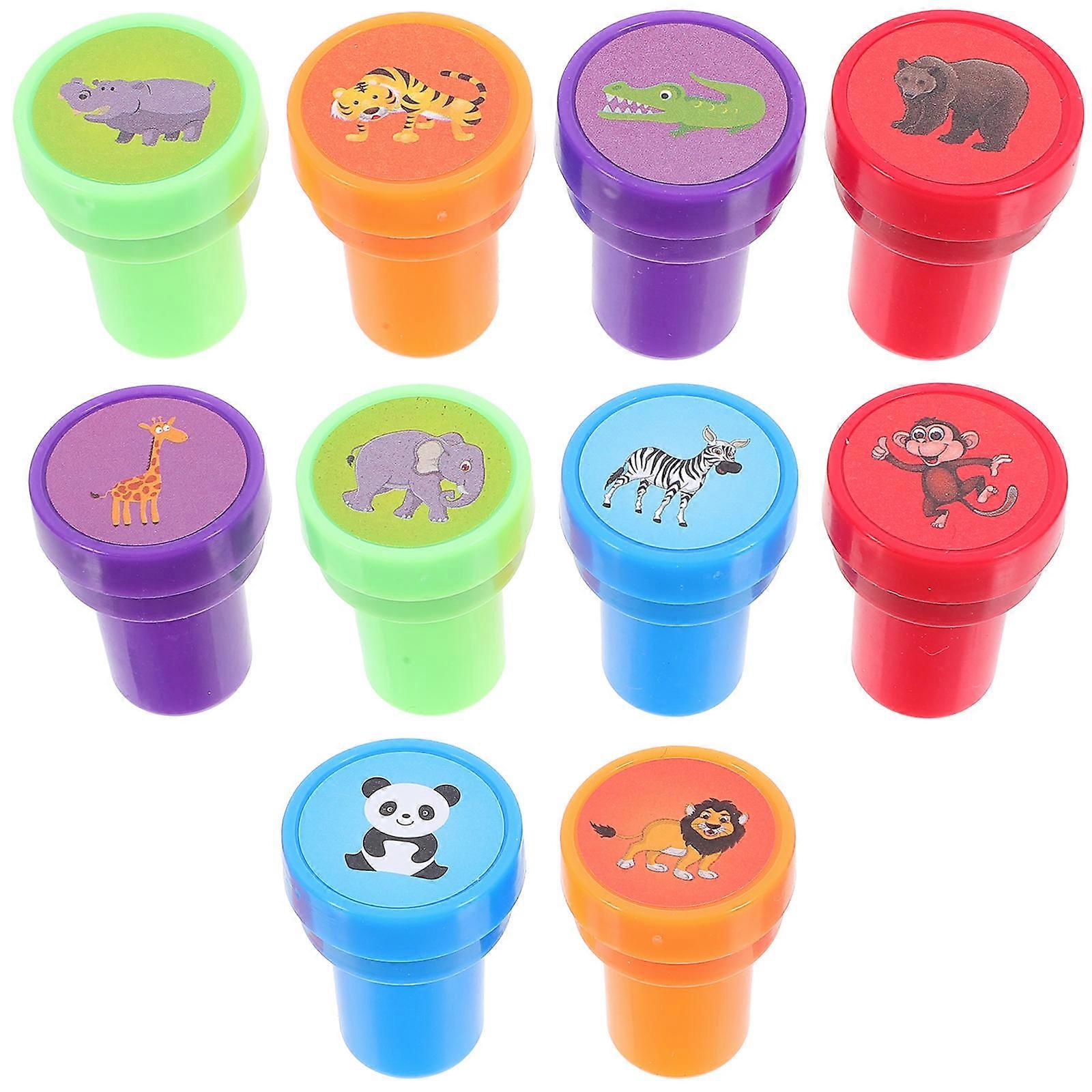 10pcs Animal Stampers with Colored Ink – Scrapbooking, Crafting & Party Favors – Wildlife Stamps for DIY Journals & Gift Decoration
