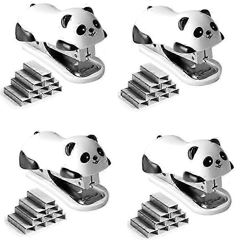 4 Pcs Panda Desktop Stapler, Stapler for 12 Sheet Capacity, Stapler with 4000PCS No.10 Staple & Bui
