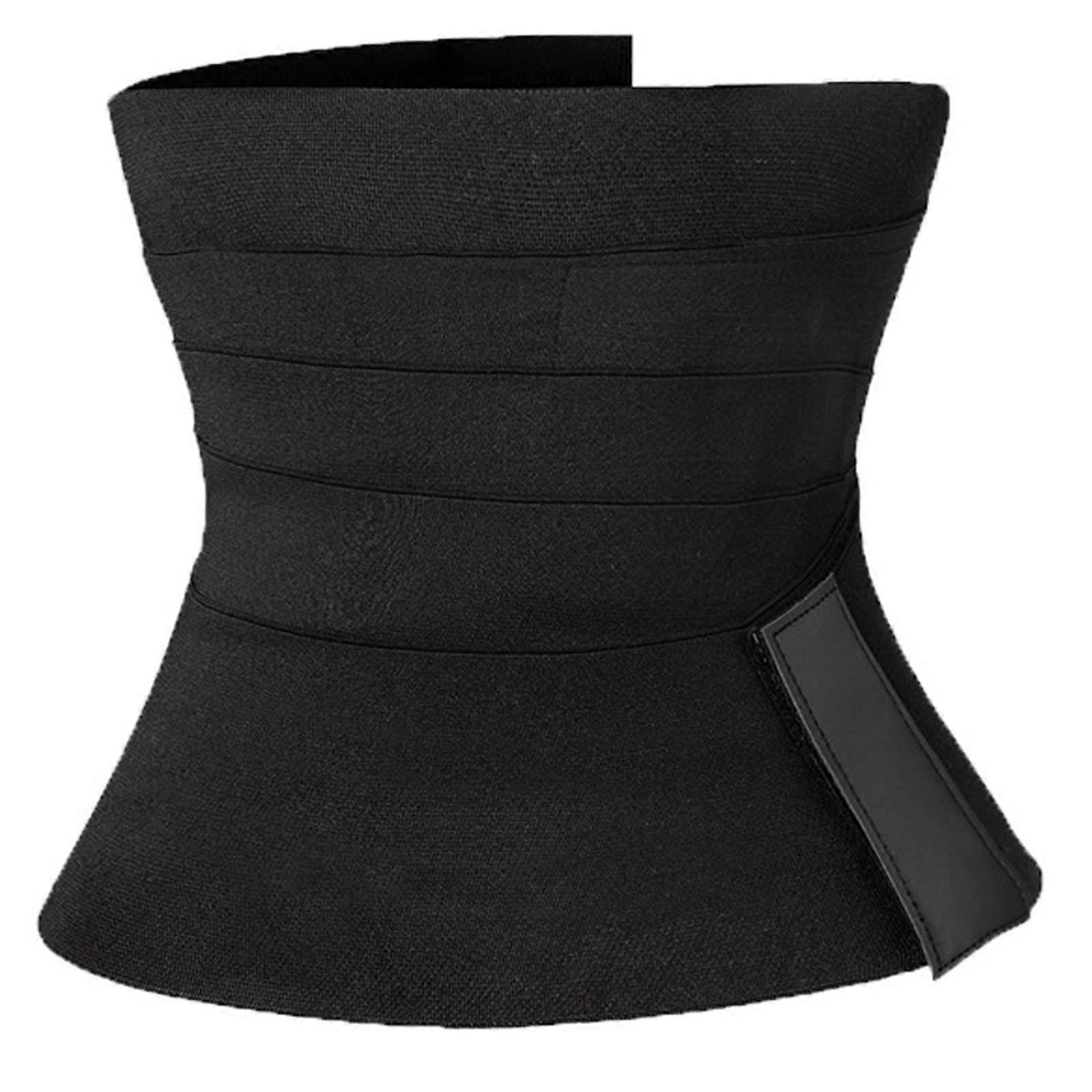 Wrap Waist Trainer for Women - Adjustable Tummy Control Waist Trimmer Belt, Black Underbelly Compression Shapewear, Size M