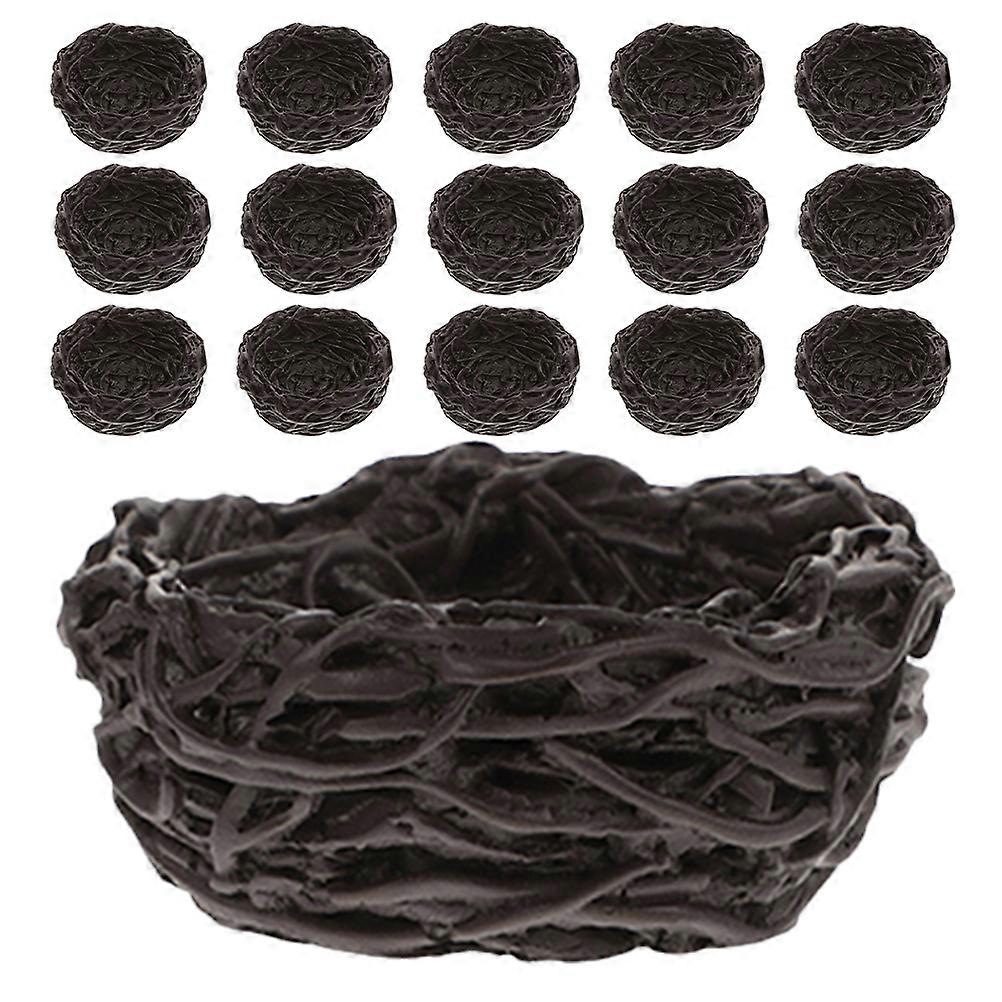 16pcs Mini Bird Nest Ornaments Resin Creative Decor for Home in Coffee Color Durable and Easy to
