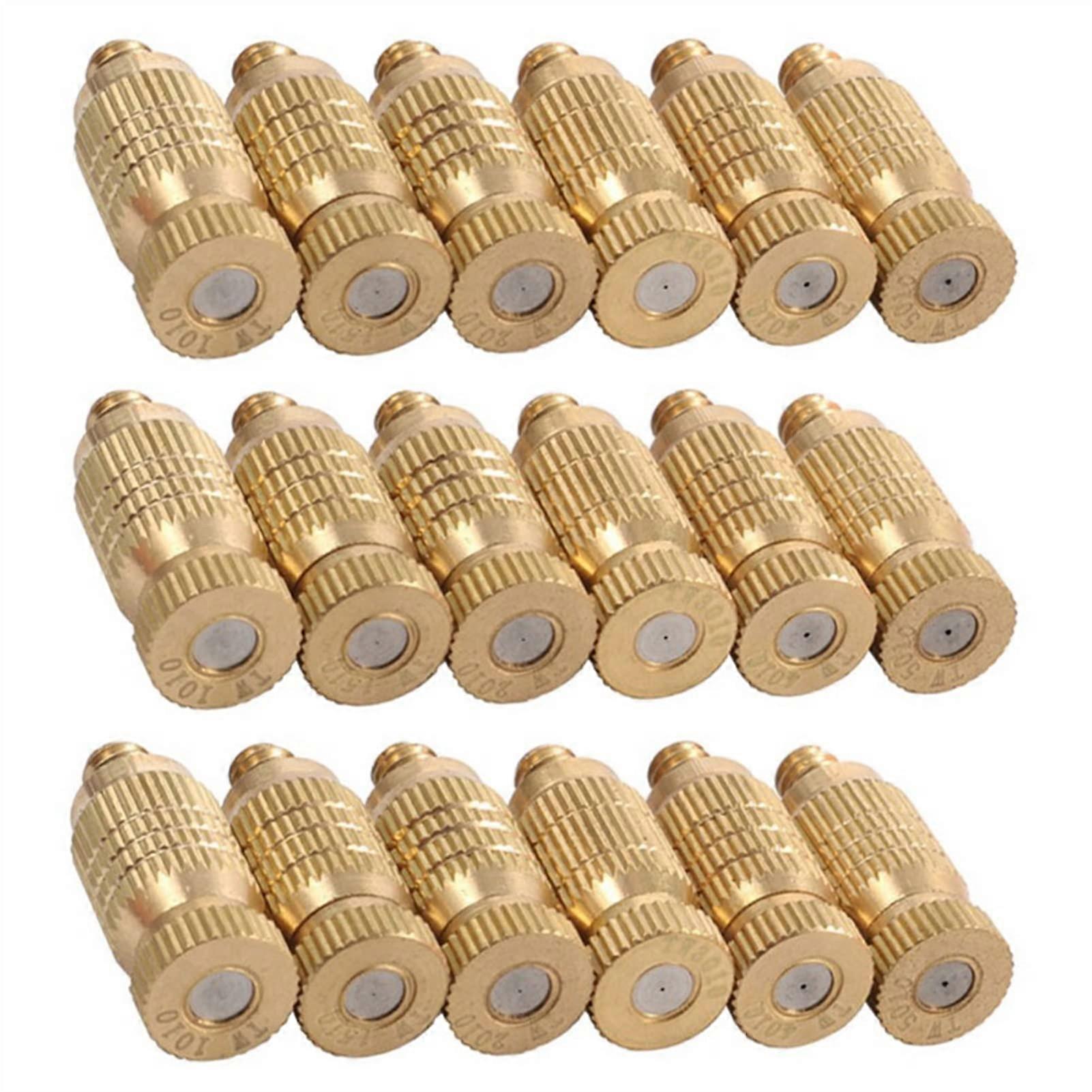 50 Brass High-Pressure Fog Nozzles, Micro Mist Spray Heads for Cooling System, 10/24 UNC Thread, Garden & Patio Use