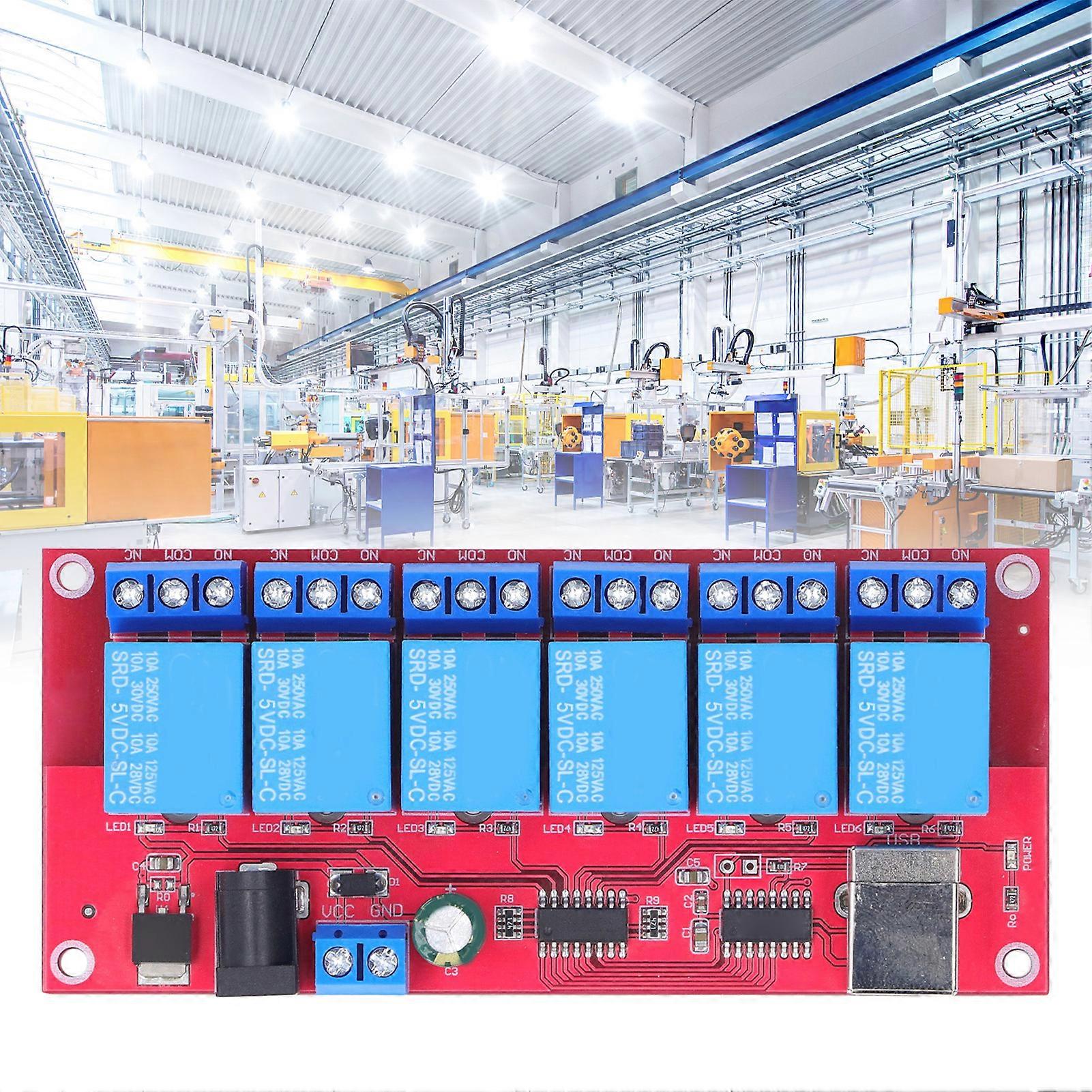 6 Channel USB Relay Module Modes Adjustable HID Drive Free USB Relay Board for Home Farm 5V 