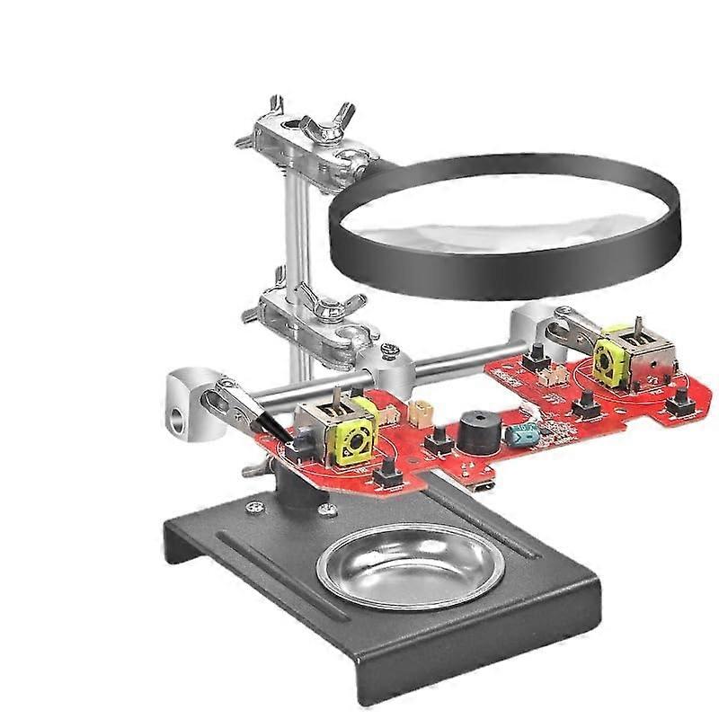 5x Magnifying Glass with Soldering Holder, 2 Adjustable Metal Arms Helping Hands