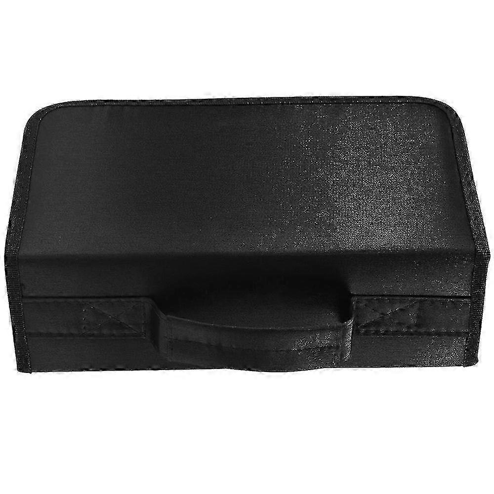 Black Portable Disc Storage Wallet Organizer for 128 Capacity CDs and DVDs with Zipper Protection