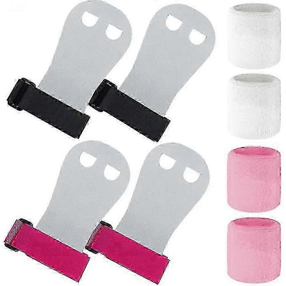 Gymnastics Grips Wristbands, 2 Pairs Gymnastic Hand Grips Athletic Pink Wrist Bands Terry Cloth Sweat Bands Girls Sports Accessories For Kids Baske BQ