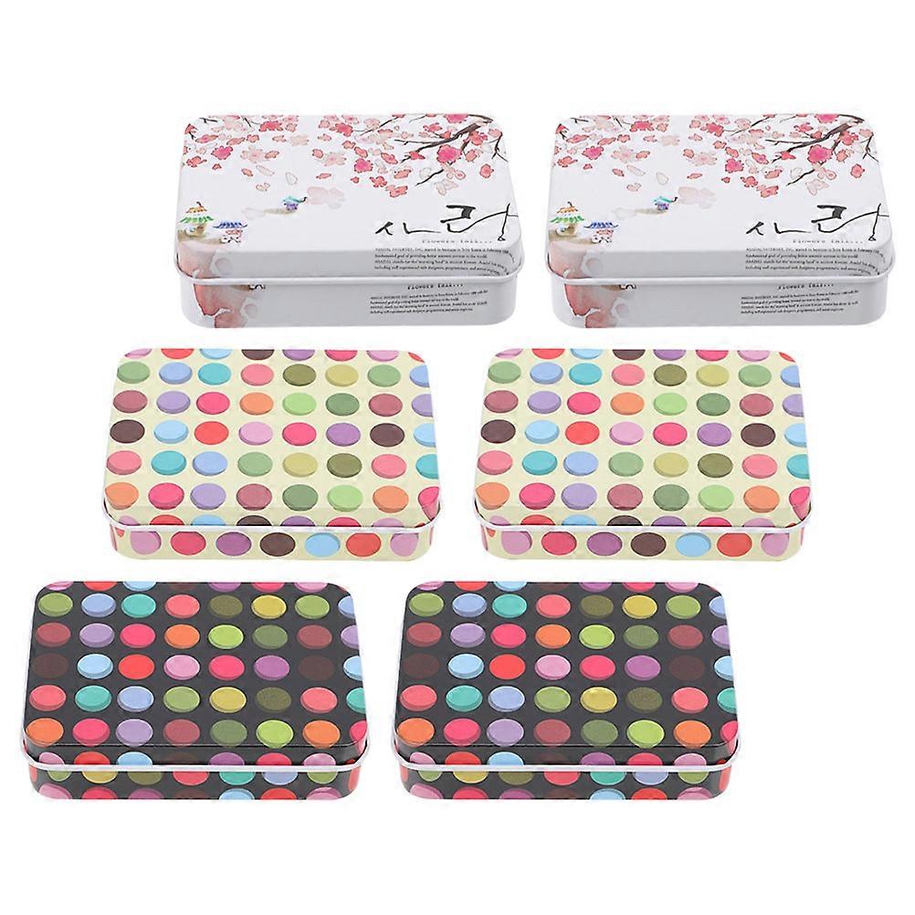 Assorted Color Small Tinplate Box for Storage Use 6Pcs Metal Sweets Packing Boxes