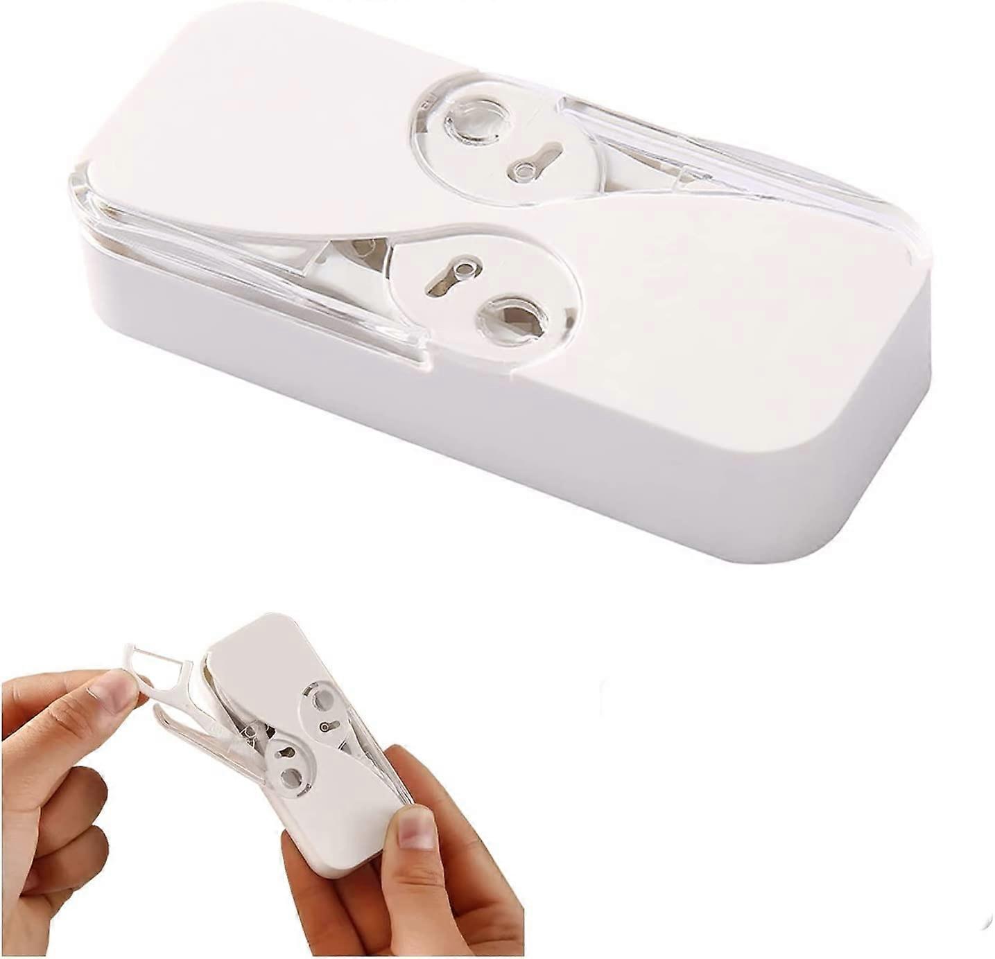Portable Dental Floss Dispenser, Case with 12 Pieces Floss, for Travel (White)