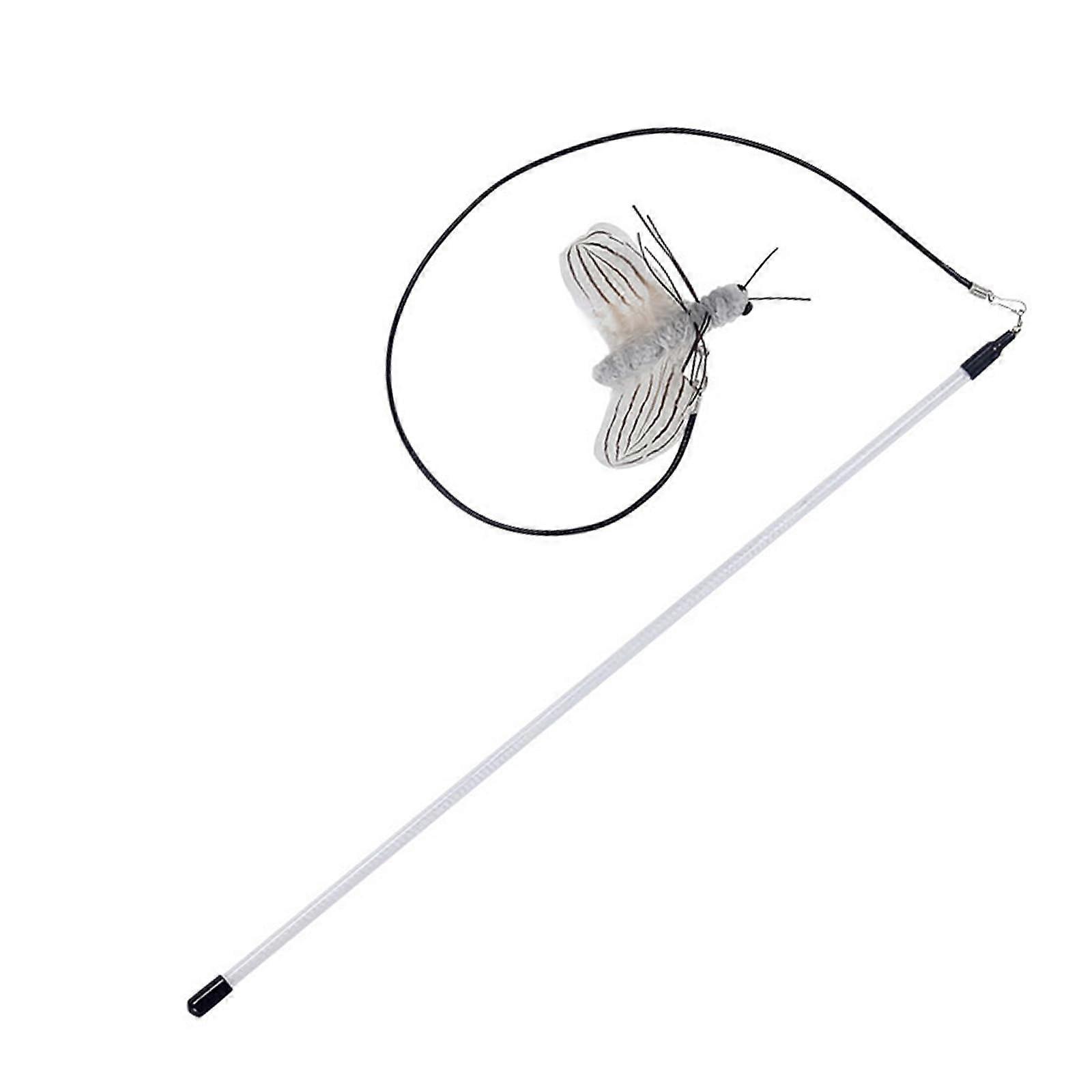 Outdoor Cat Activity Toy Teaser Wand with Big Gray Moth for Hunting Intuition Stimulation and Interactive Play