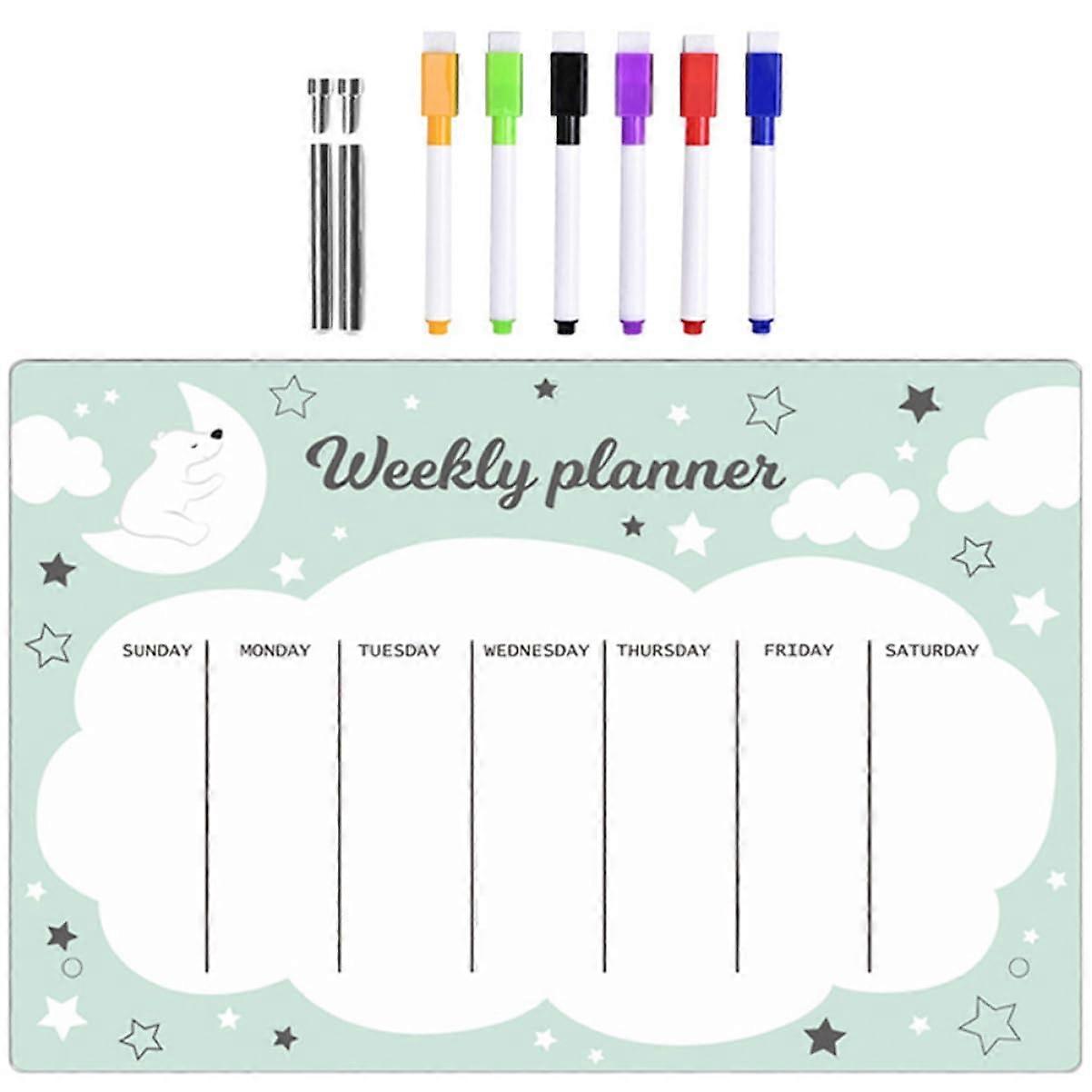1 Set Message Board Brush Set Schedule Board Planner Dry Wipe Table Weekly Board Weekly Planner Dry Wipe Board Daily Plan Whiteboard Brush