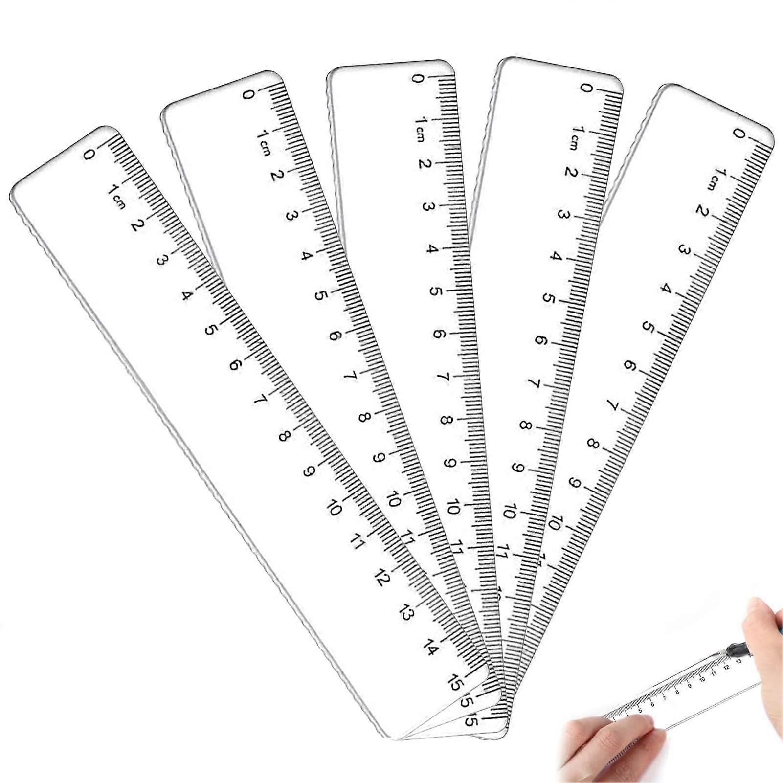 15 cm Transparent Plastic Ruler Set of 5, School Rulers for Education, Office and Home Use, Durable and Lightweight