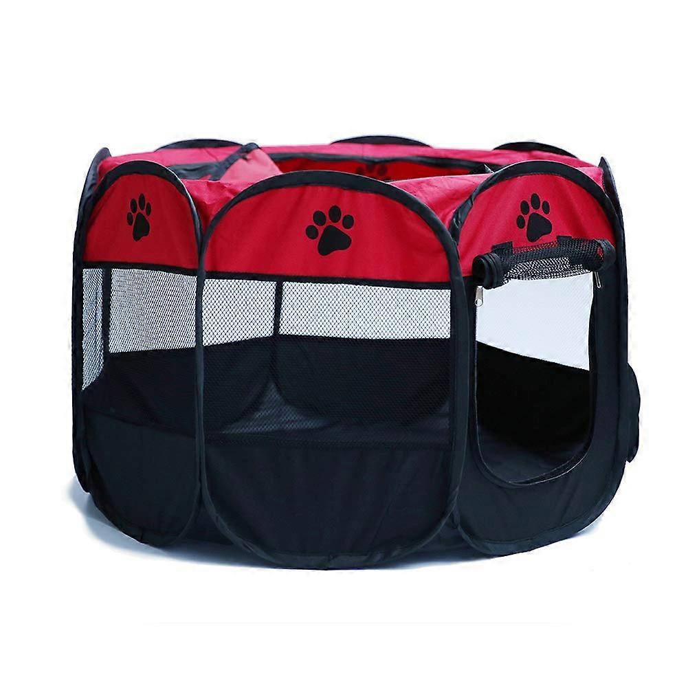 Puppy Playpen Cat Tent Octagonal Puppy Playpen Removable Washable Foldable Oxford Cloth Waterproof ScratchResistant Dog Cat Teepee Red