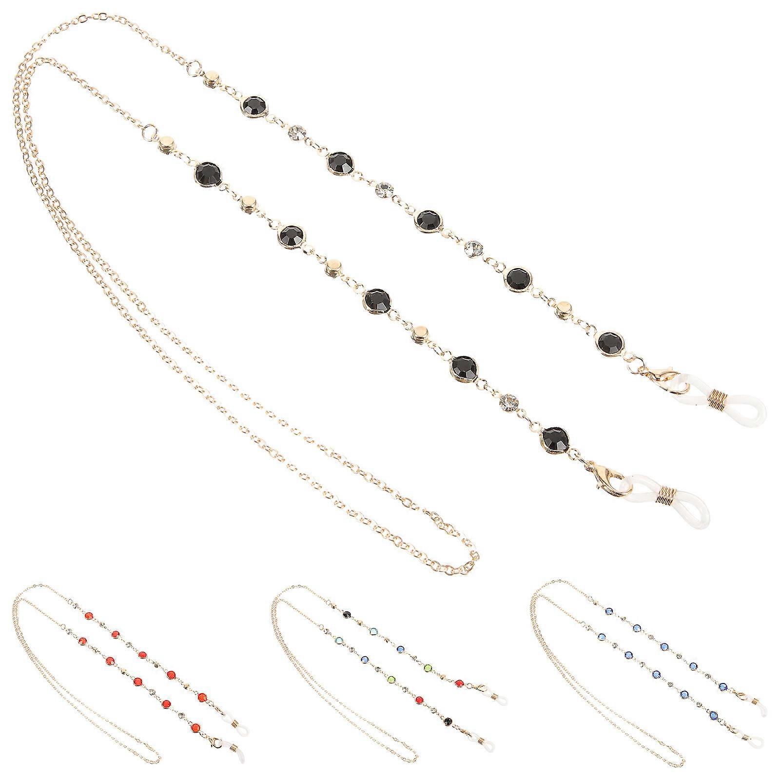Elegant Beaded Eyeglass Chains Multi-Functional Necklace Compatible For Women Assorted Color 4Pcs