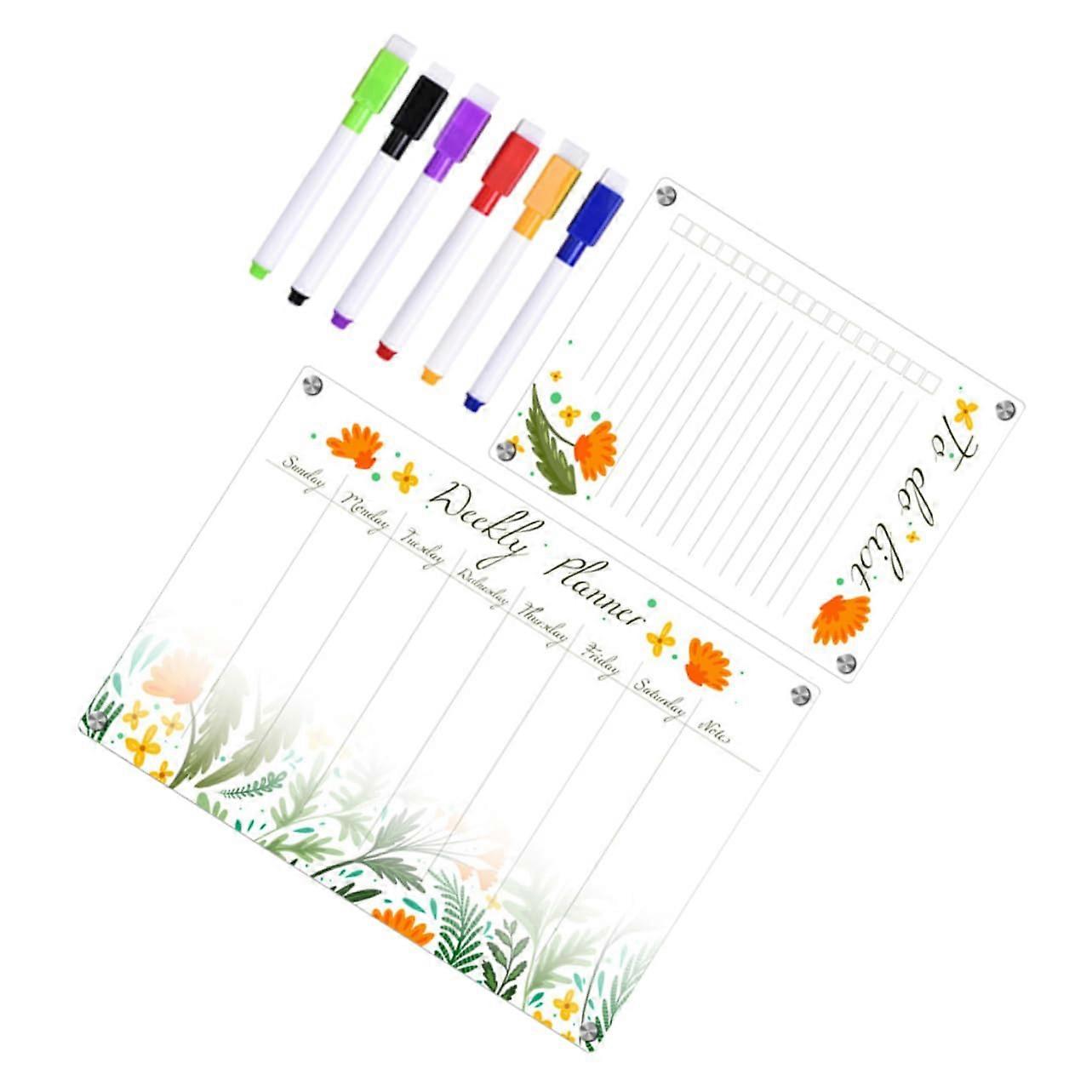 Magnetic Planning Board for Fridge, Wipeable and Reusable Note Board, Reminders, Weekly Family Planning, One Set