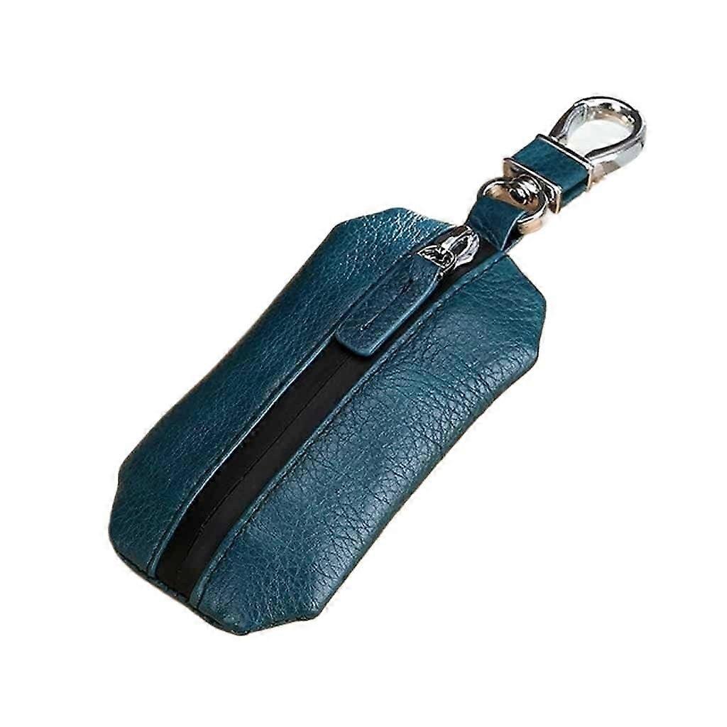 Bag Purse Key Case Leather for Women Car Housekeeper Keychain Bag Zipper Waterproof Key Wallet Blue'