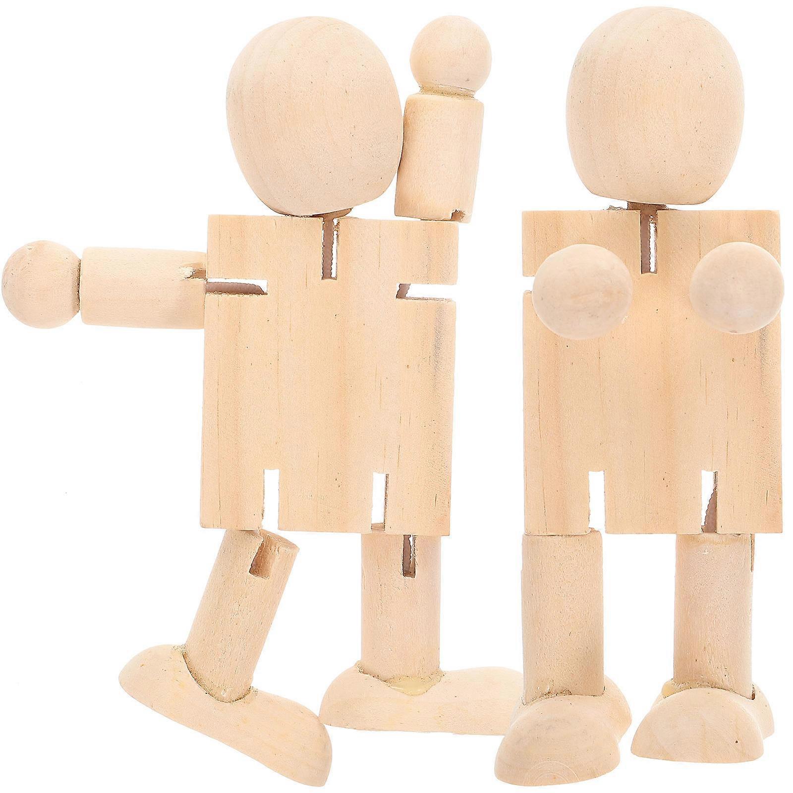 Creative Wooden Person Decor Models for Crafts Assorted Color Smooth Surface 2pcs