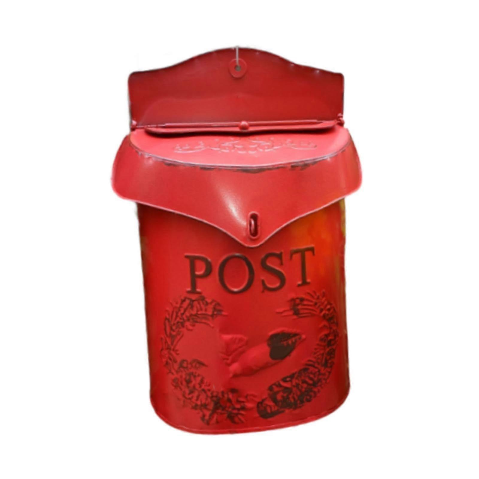 Mounted Post Box Iron For Letters And Magazines, Adds Vintage Charm, Nostalgic Shabby Chic Red Wall Mount