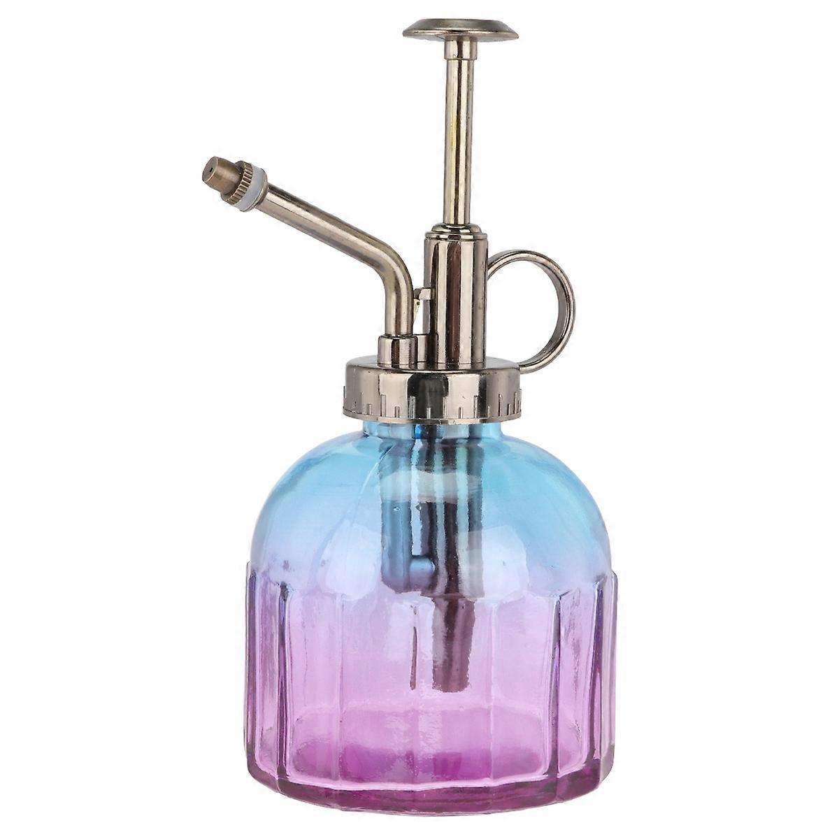 Retro Glass Watering Can for Plants, Portable Small Succulent Pot with Transparent Gradient Blue and Purple Design, Durable Mister for Easy One Hand