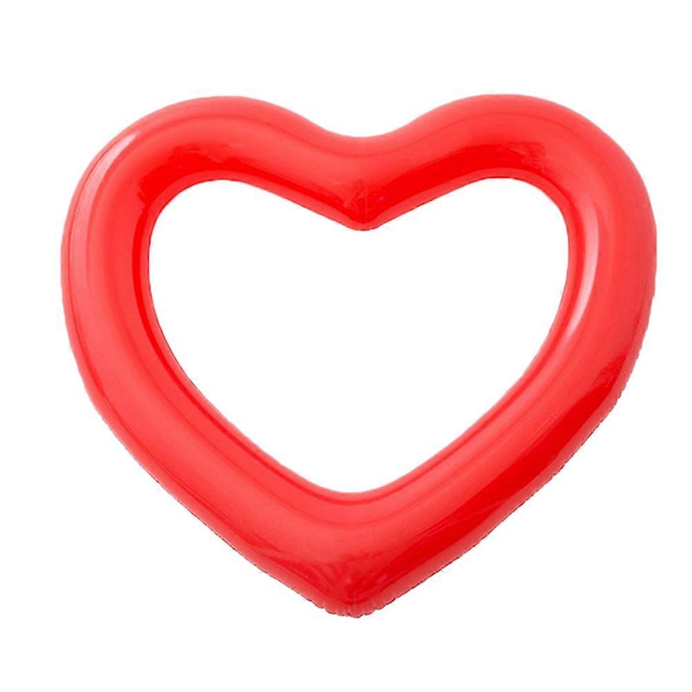 Pvc Swimming Ring Heart Shaped Water Floating Bed Beach Day Red 110X100X10Cm Floating Adult Use 1Pc