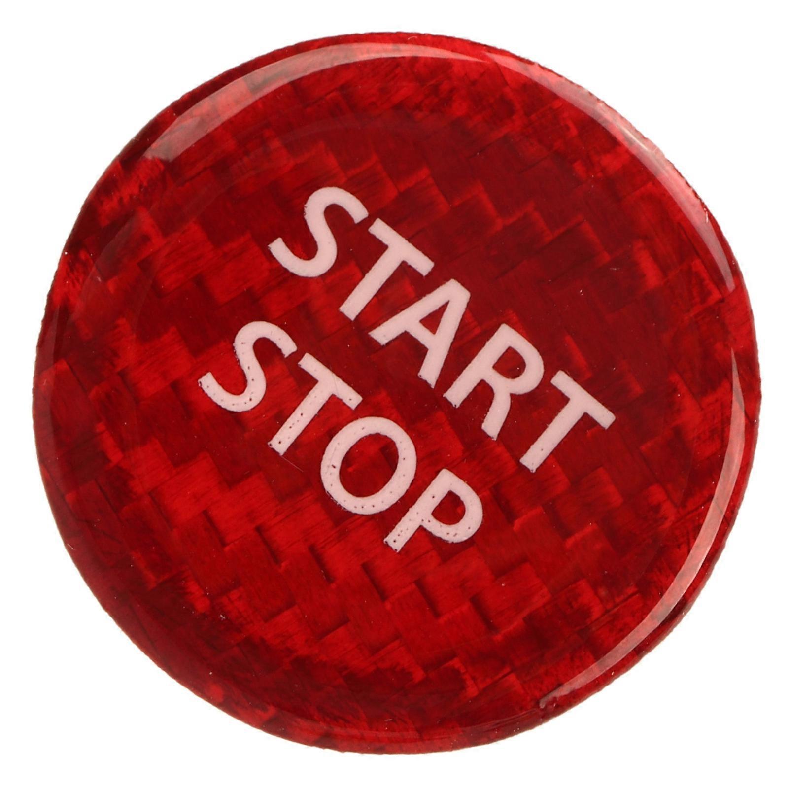 Push Start Button Cover Carbon Fiber Ignition Switch Button Cover Trim Replacement for GTR R35 2008‑2016 Red 