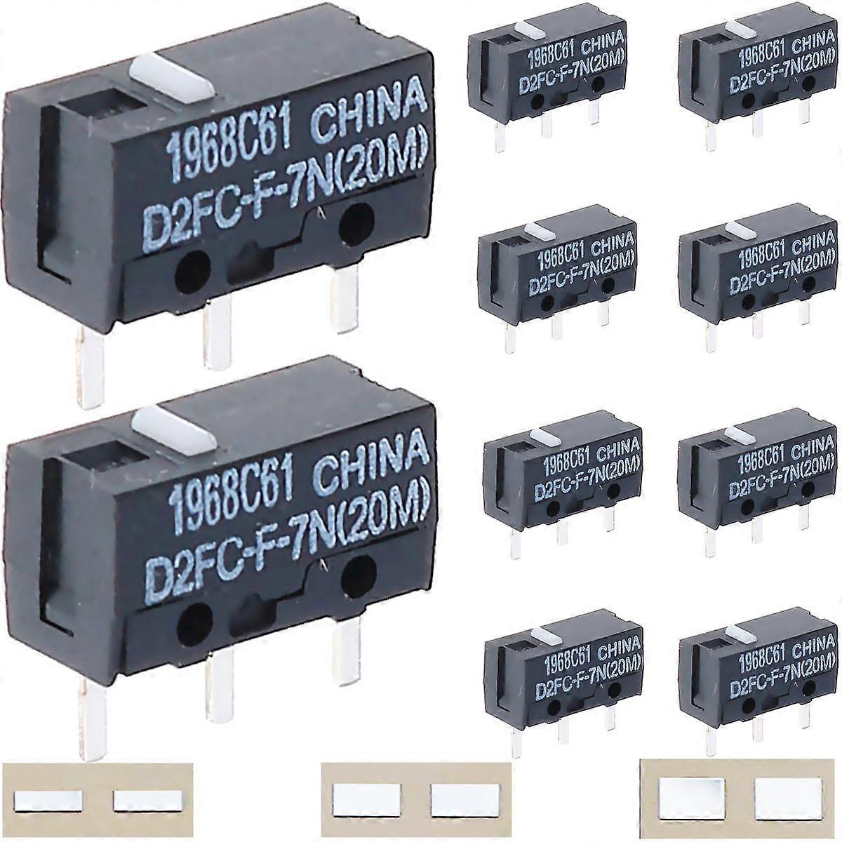 D2FC-F-7N Micro Switch Module (20M Life) Clear Click Switch With Metal Sticker For Logitech Razer Apple Mice Pack Of 10