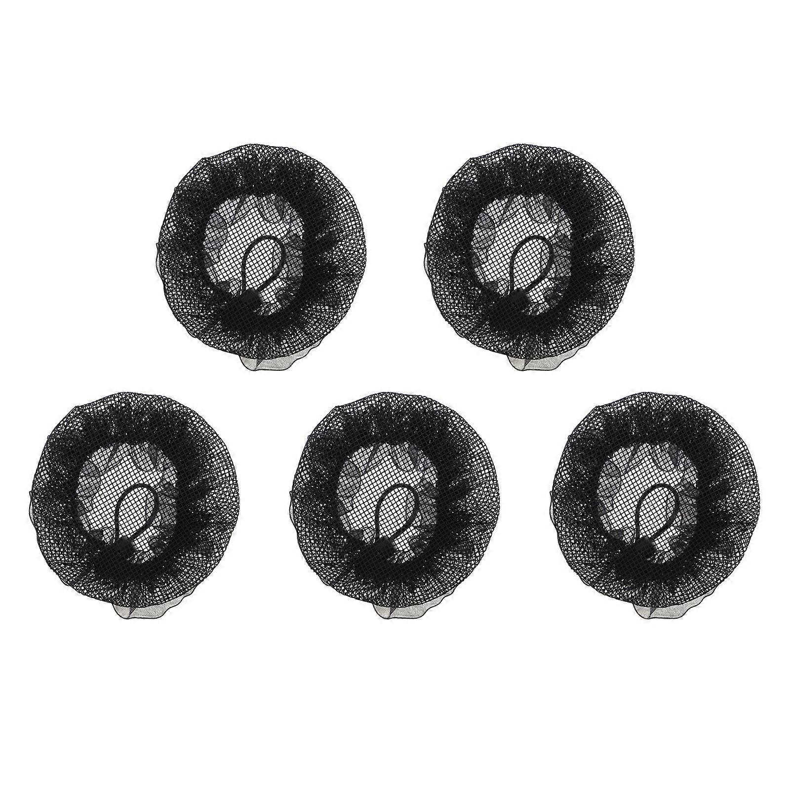 Durable Black Bun Hair Net for Decor Easy to Use Elastic Design Maintains Tidy Appearance 5pcs