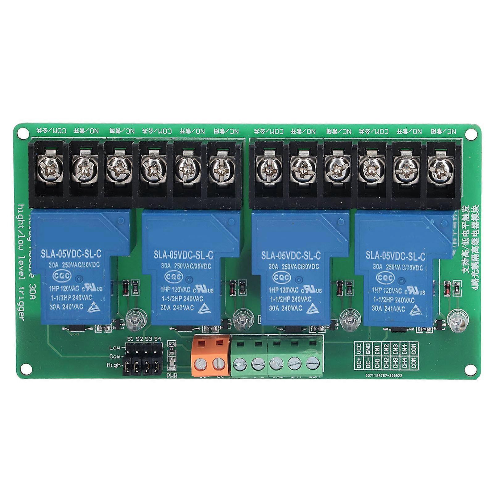 Relay Module 4 Channel 30A High Low Level Current Relay Module with Isolation Optocoupleur5V