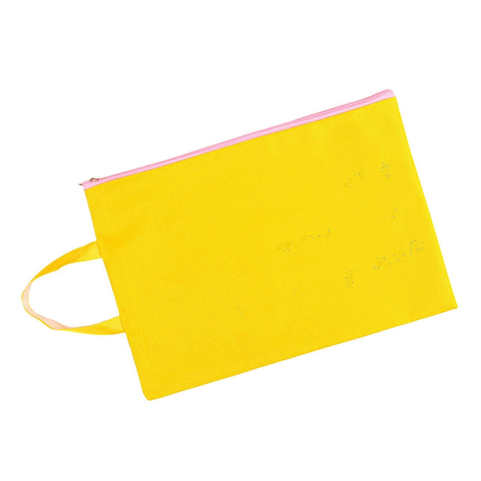 A4 File Bag Handheld Document Bag Document Storage Bag Zipper Pouch Bag Document Folder School Office Supplies  Lemon yellow