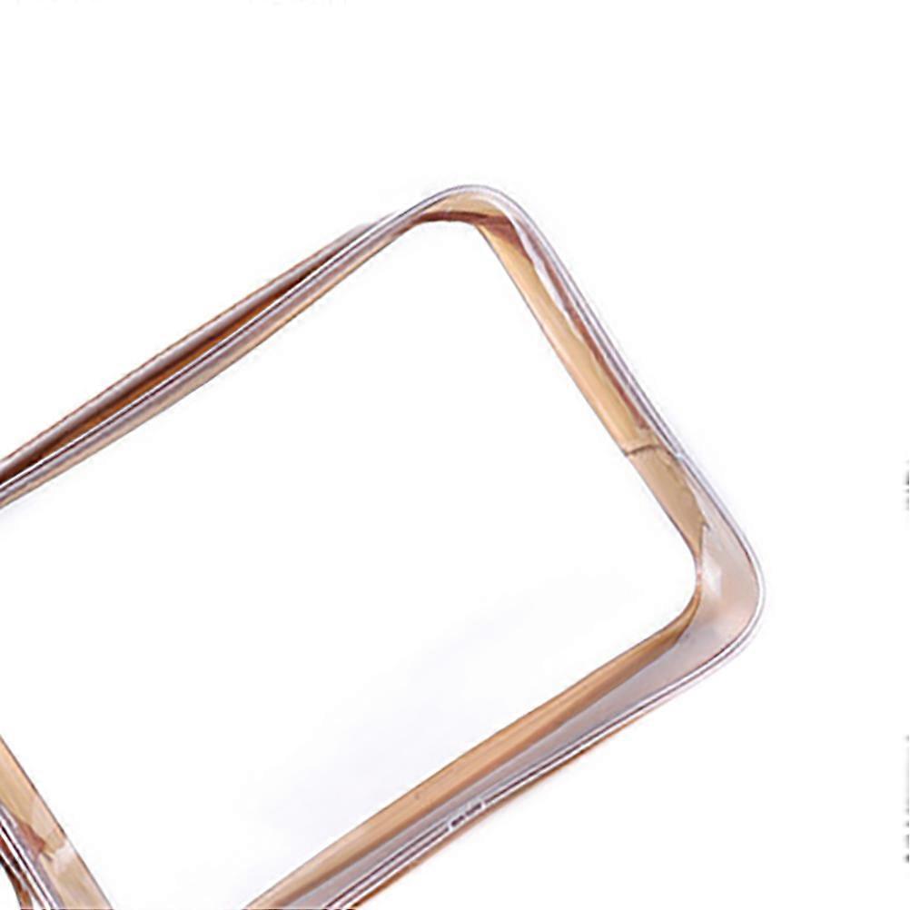 PVC Clear Cosmetic Bag for Travel Storage 17 x 6 x 12.5cm Coffee Color Portable Waterproof Make-up