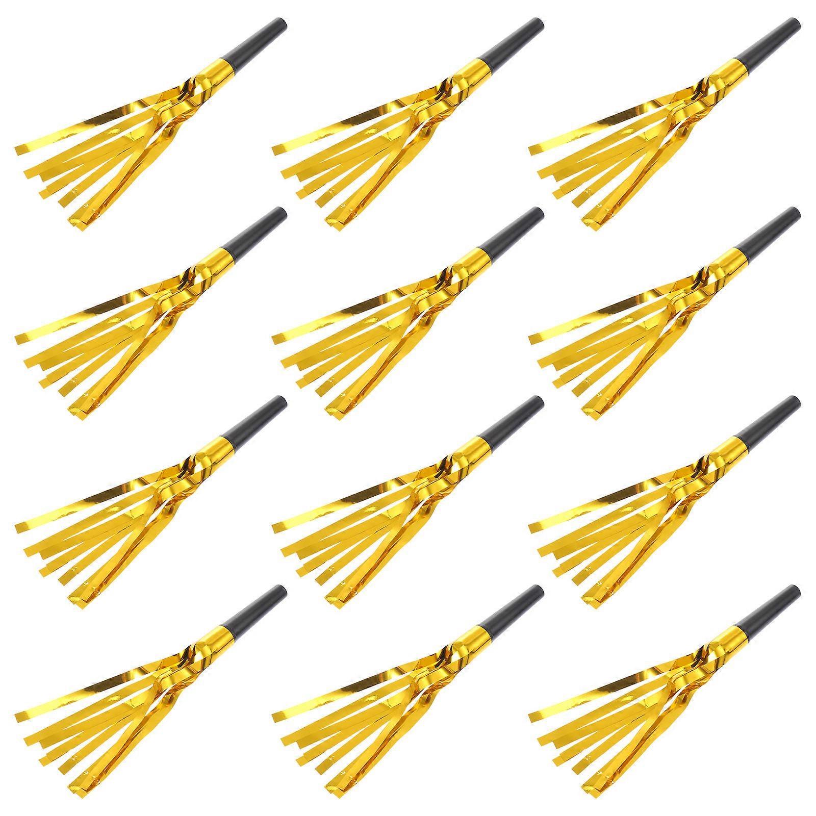 Golden Paper Whistles for Decor 12pcs to Add Fun and Atmosphere to Parties and Celebrations
