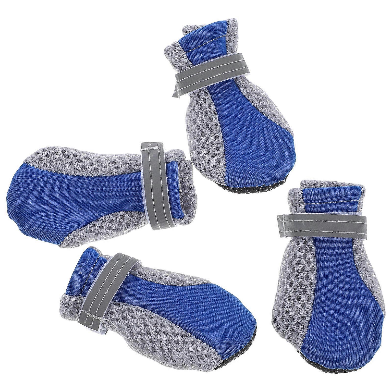 Protective Dog Boots Anti-Slip Breathable Blue for Small Dogs 4Pcs