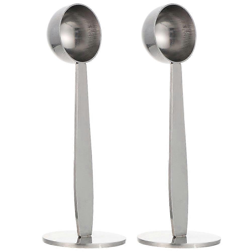 Stainless Steel Dualuse Coffee Spoon and Tamper for Brewing with Rounded Corners and Portable Size 2pcs