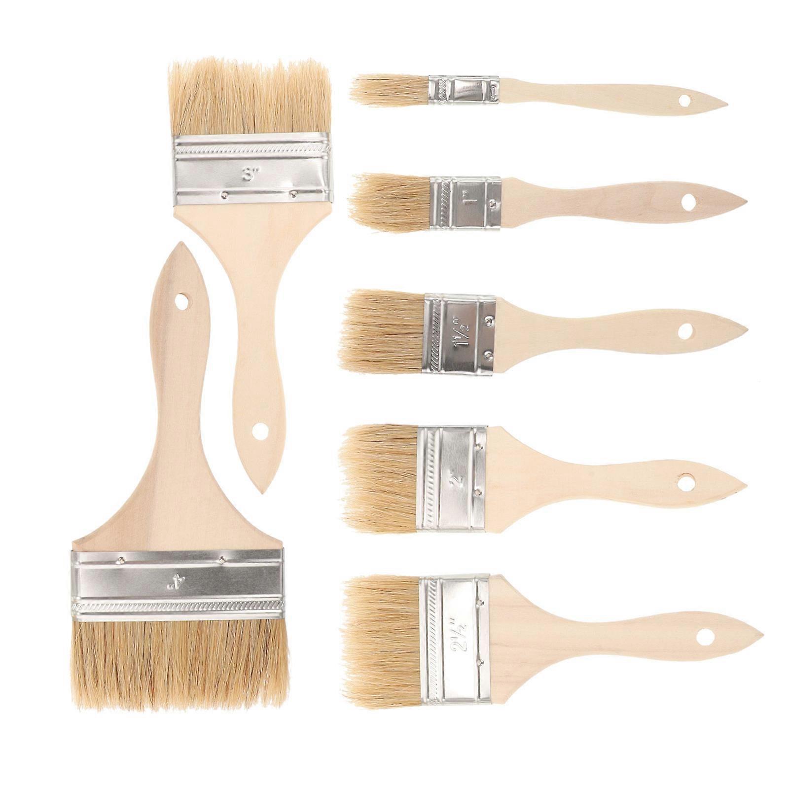Wood Paint Brush Set for House Use with Bristle Tips Versatile for Art and Color 7 Pieces