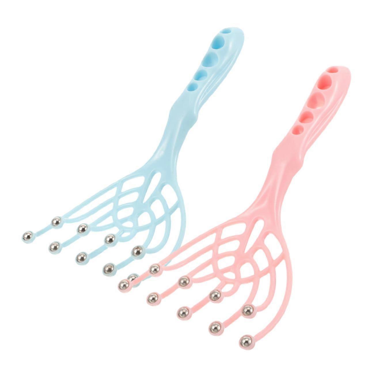2 Pieces Head Massager with Rolling Balls, Durable Plastic Scalp Relaxation Tool for Neck and Shoulders