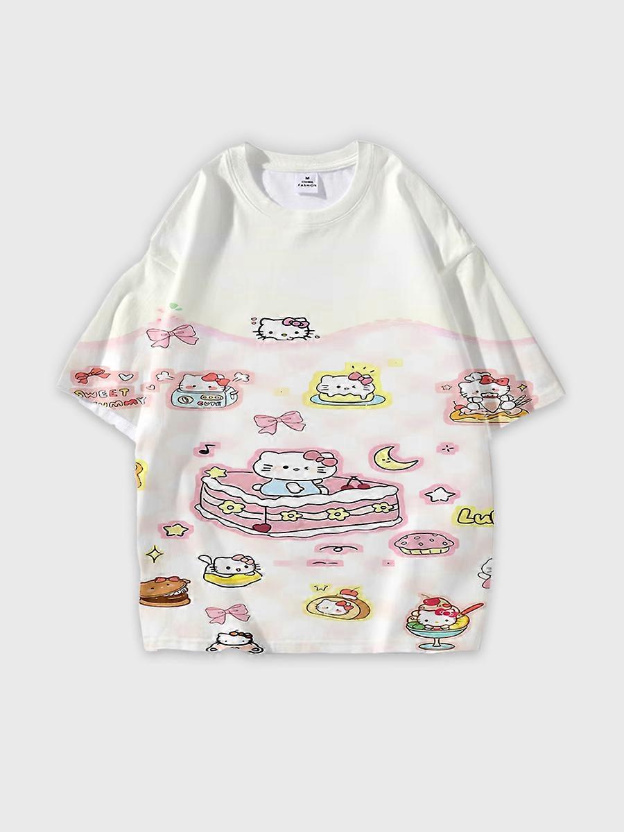 T-shirt round neck Cartoon Pattern loose short sleeve M151