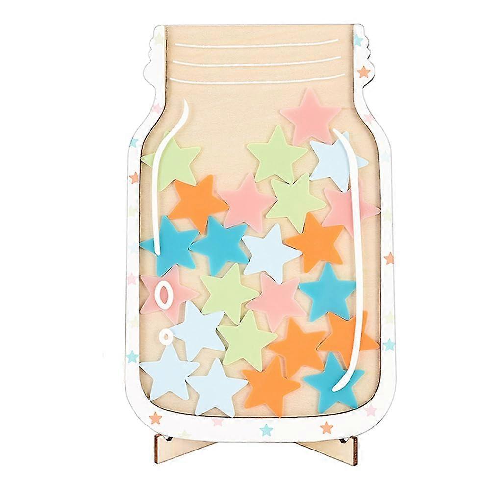 Kid-Friendly Non-Sharp Training Reward Jar with Smooth Lines and Round Wooden Reward Tokens for Children's Behavior, Type 1