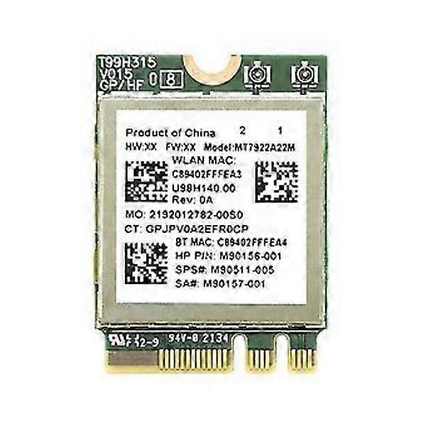 LAN card Used for MediaTek- Wi-Fi 6E MT7922 2400Mbps M2- Wireless Network Card Built-in Dual- IPEX MHF4