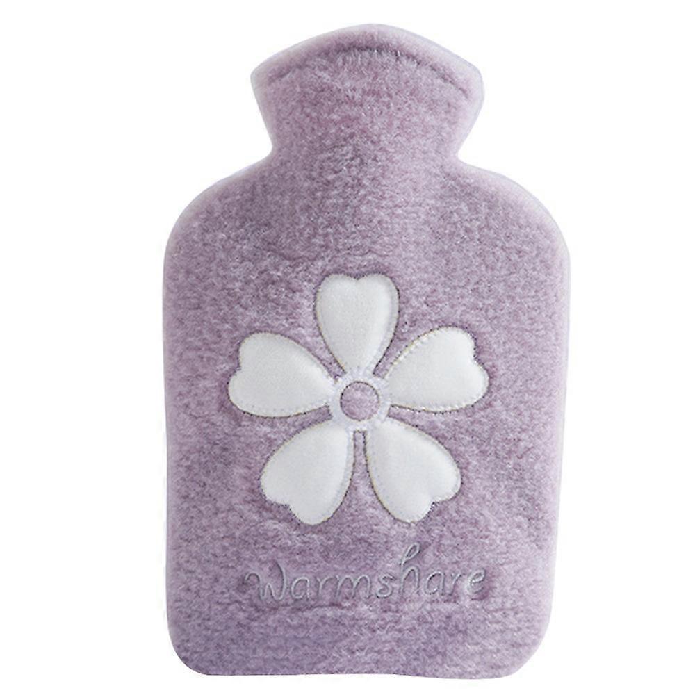 1000ML Refillable Hot Water Bag Winter Hand Feet Warmer with Flower Pattern Fleece Cover