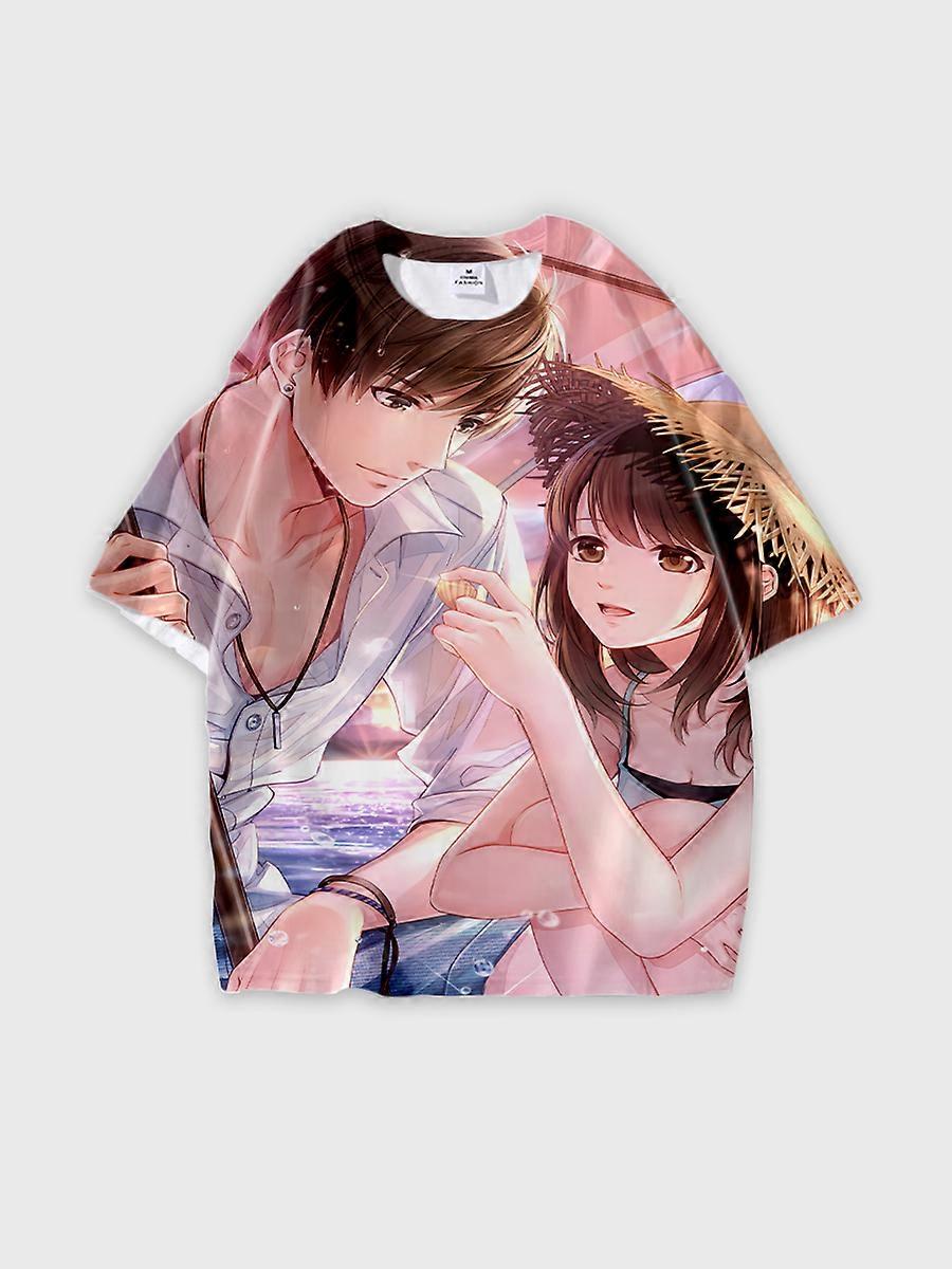 T-shirt round neck Role Pattern loose short sleeve L516