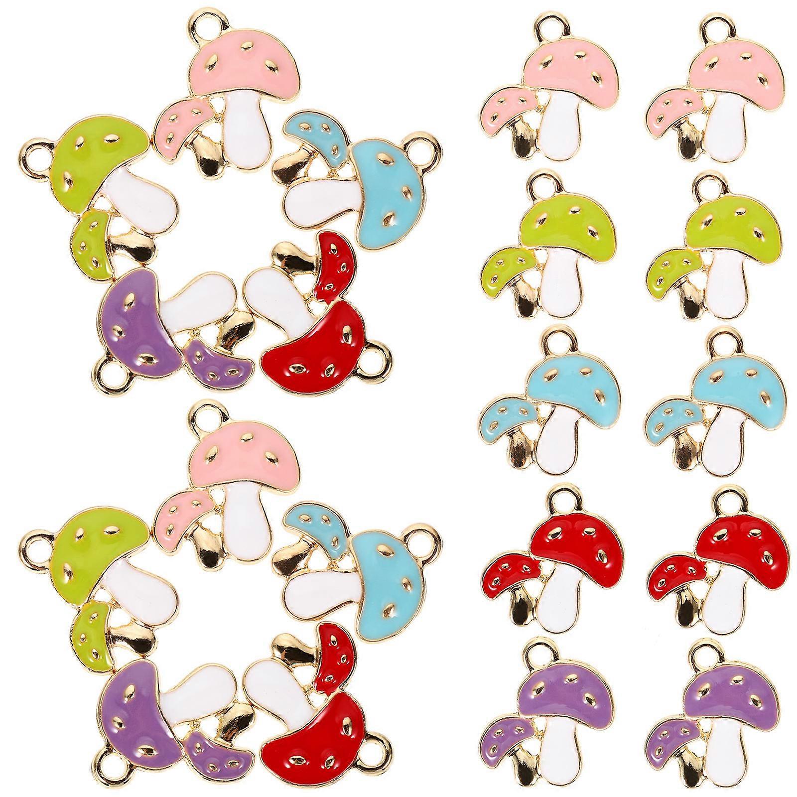 50pcs Assorted Color Mushroom Charms for Jewelry Making and Crafting with Durable Alloy Material