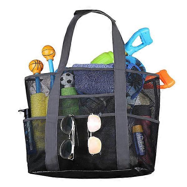 Large beach bag with 8 mesh pockets, durable beach bag.