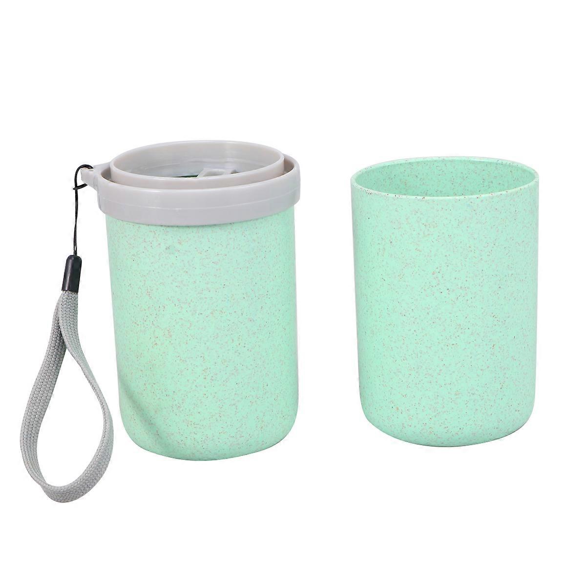 Wash Gargle Cup Toothbrush Case with Toothpaste Holder for Travel Storage in Green Color Made of Plastic