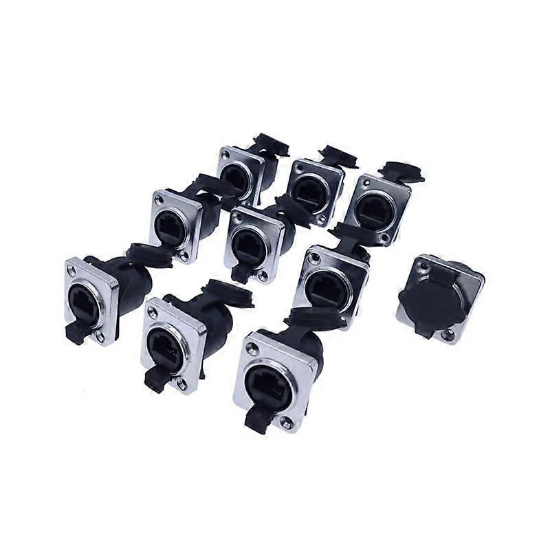 10 Piece RJ45 Waterproof IP65 Network Connector with Rubber Cover 8p8c D Type Panel Socket RJ45 Connector (10 x Straight Socket) 10 X Straight Sockets