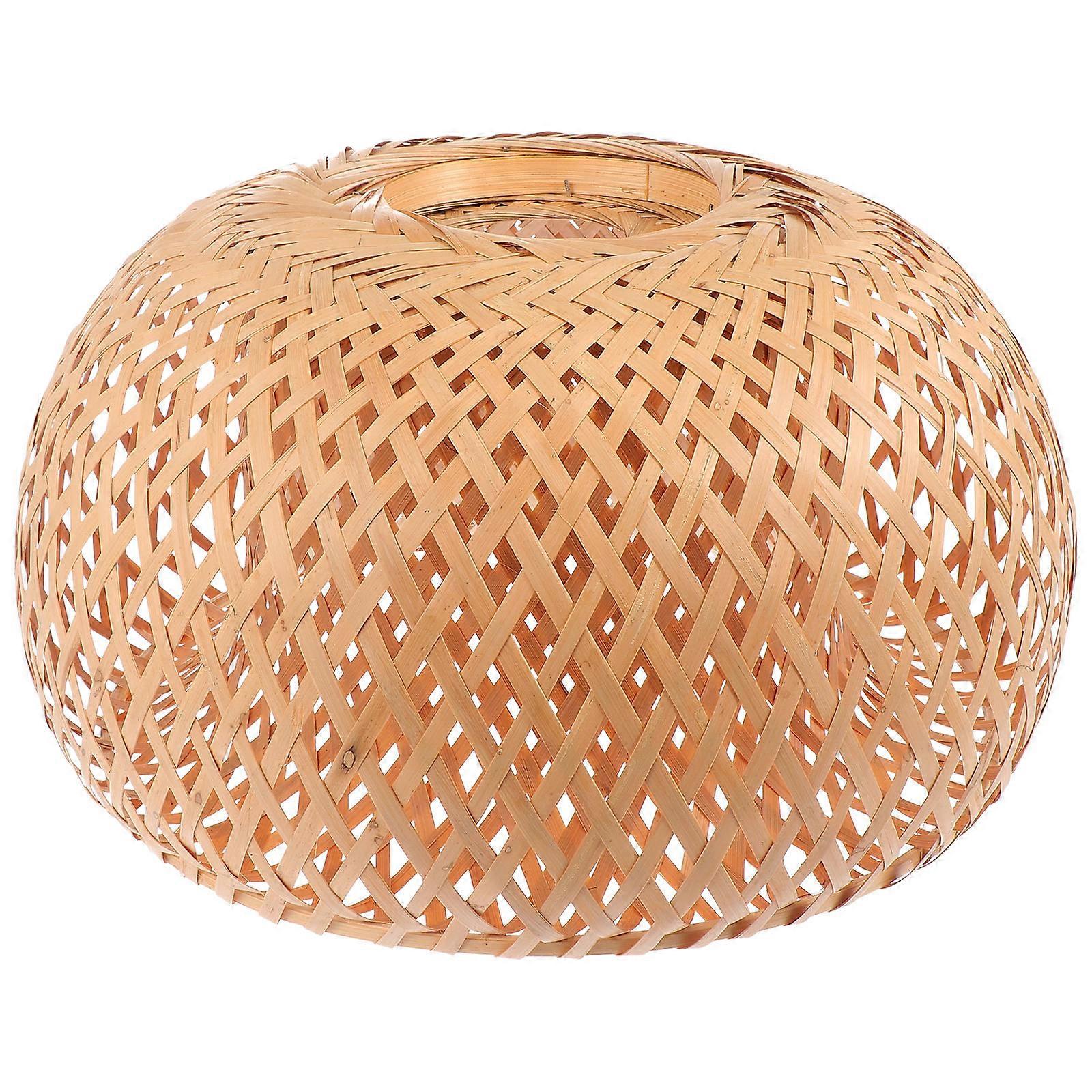 Bamboo Woven Lampshade Home Decor Khaki Color Synthetic Material for Warm Ambiance 1Pc