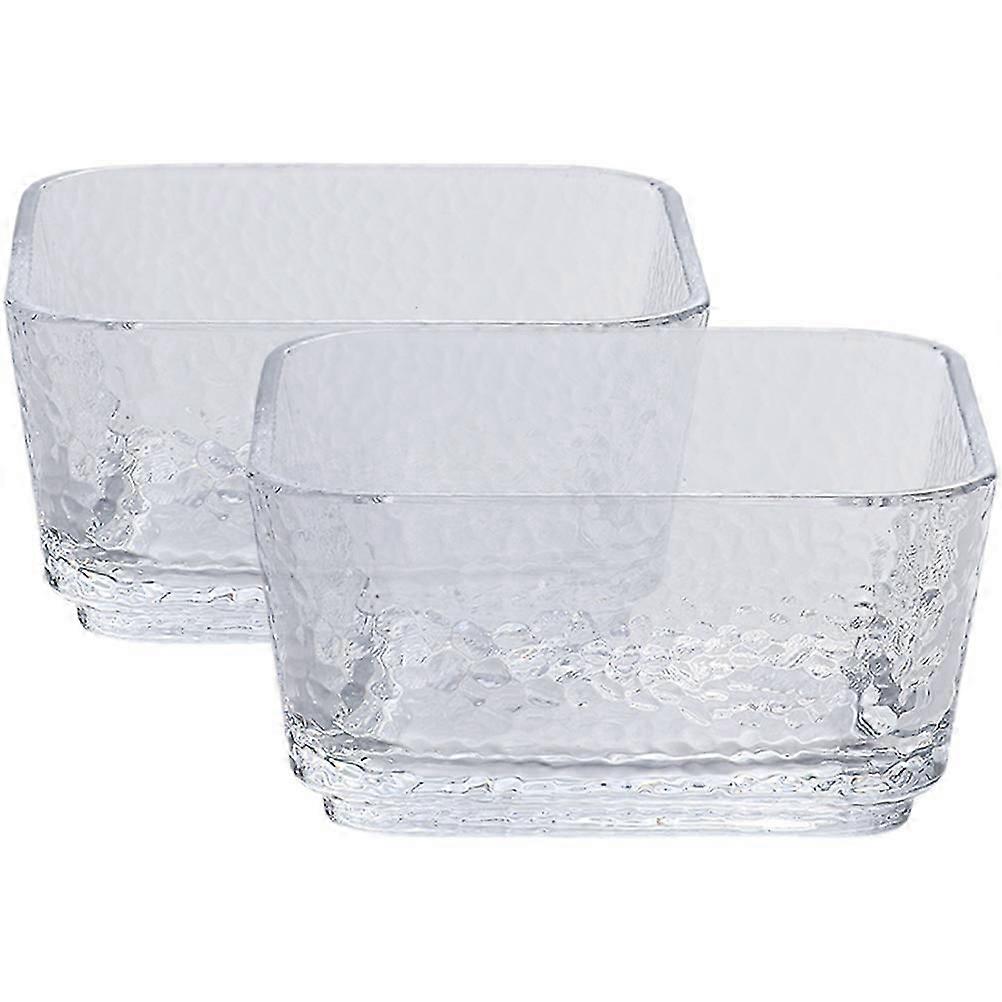 Dessert Bowl Multi-Function Japanese Style Square Glass 2Pcs Microwave Safe