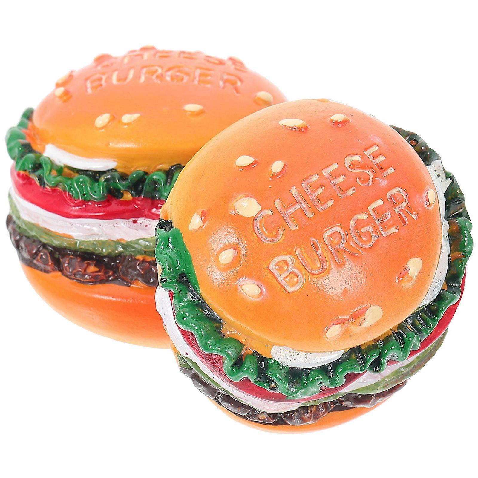 Cute Food Decor 2Pcs Burger Model Fridge Accessories Crafted With Safe Resin For Kitchen Use With A Charming 3D Design