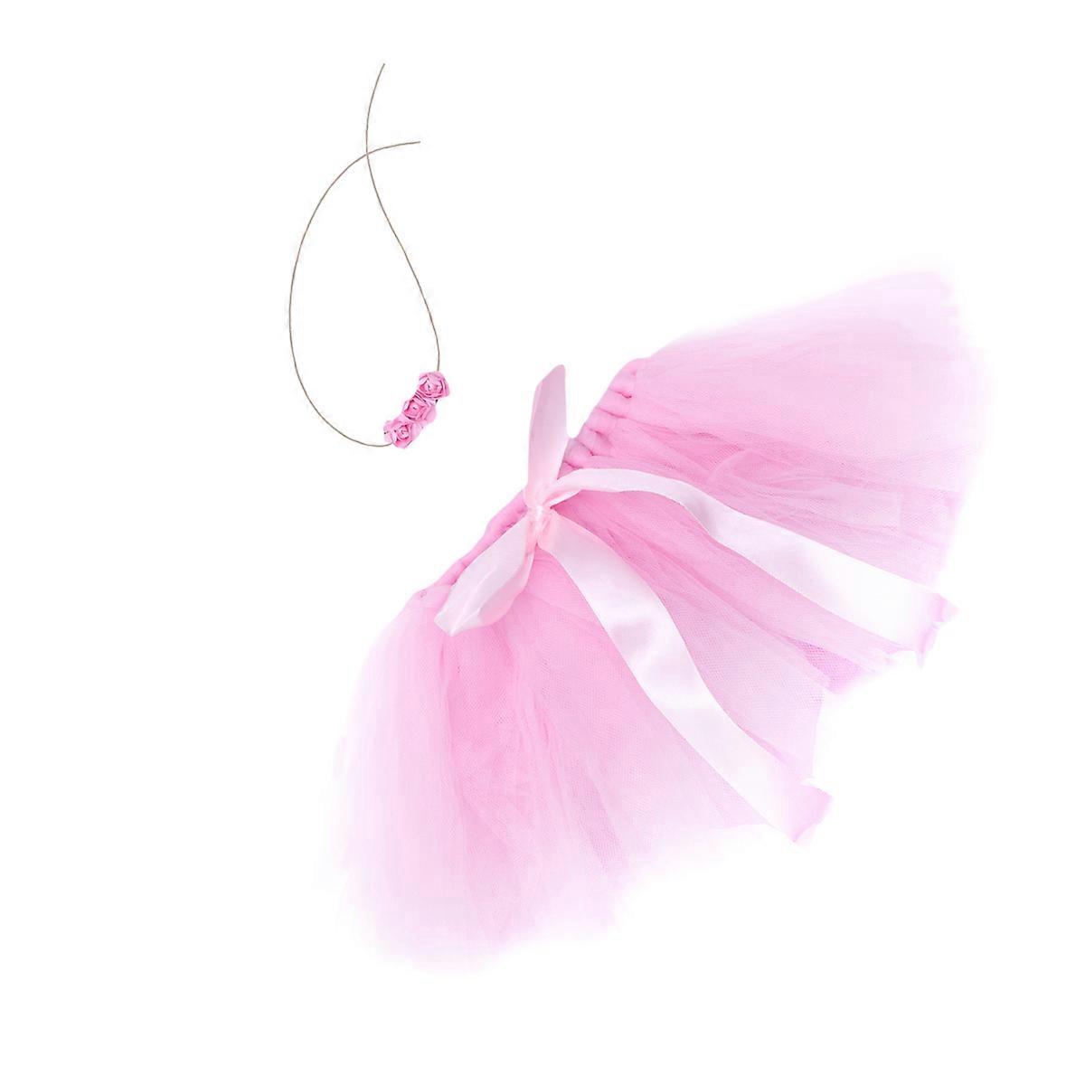 Baby Photoshoot Outfit Ruffled Tutu Dress Daily Dressing Soft Pink 17.5X12Cm 1 Set